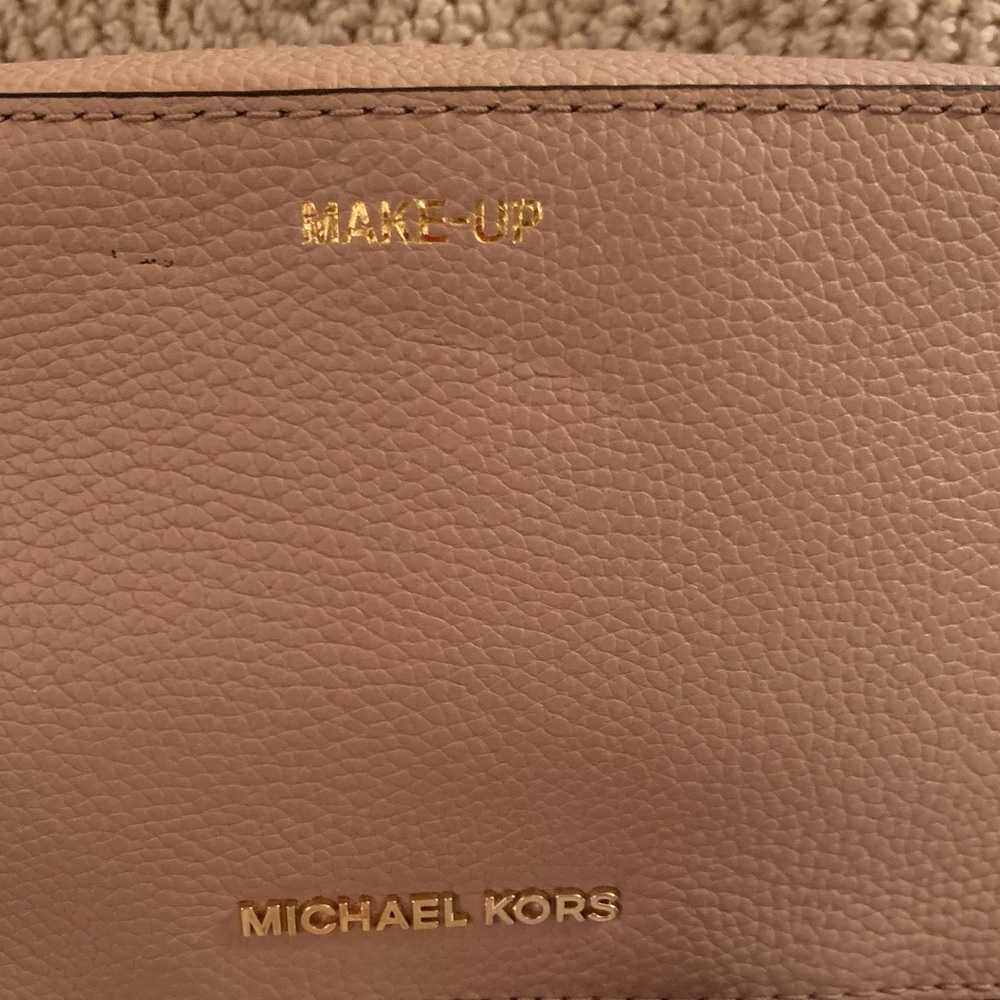 Michael Kors Dusty Rose Makeup Bag with Gold Logo